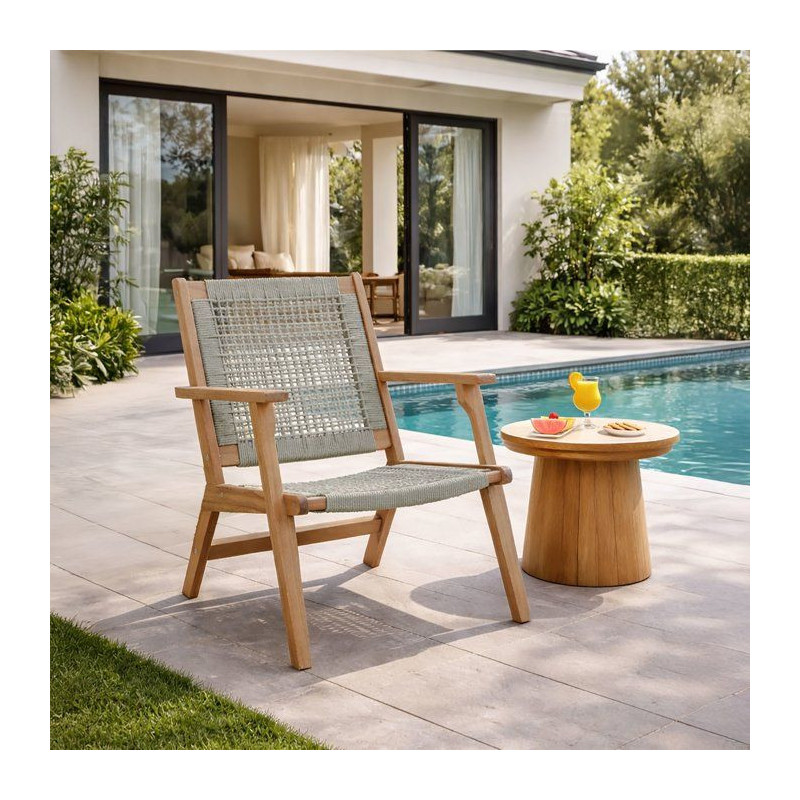 FSC acacia wooden garden armchair and braided resin - Merida model - o