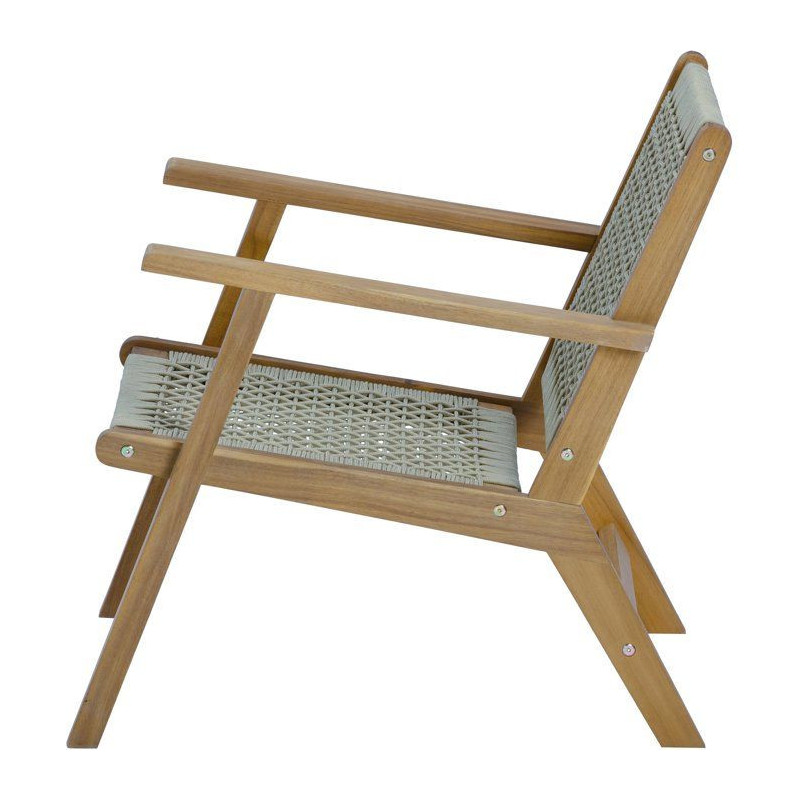 FSC acacia wooden garden armchair and braided resin - Merida model - o