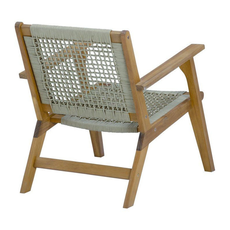 FSC acacia wooden garden armchair and braided resin - Merida model - o