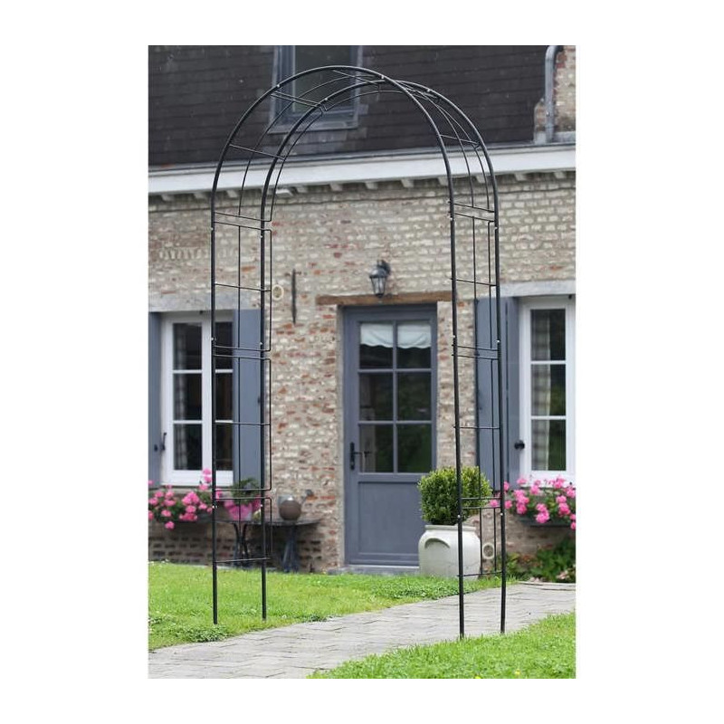 NATURE Pergola arch in galvanized steel 113x38xH229cm - Black