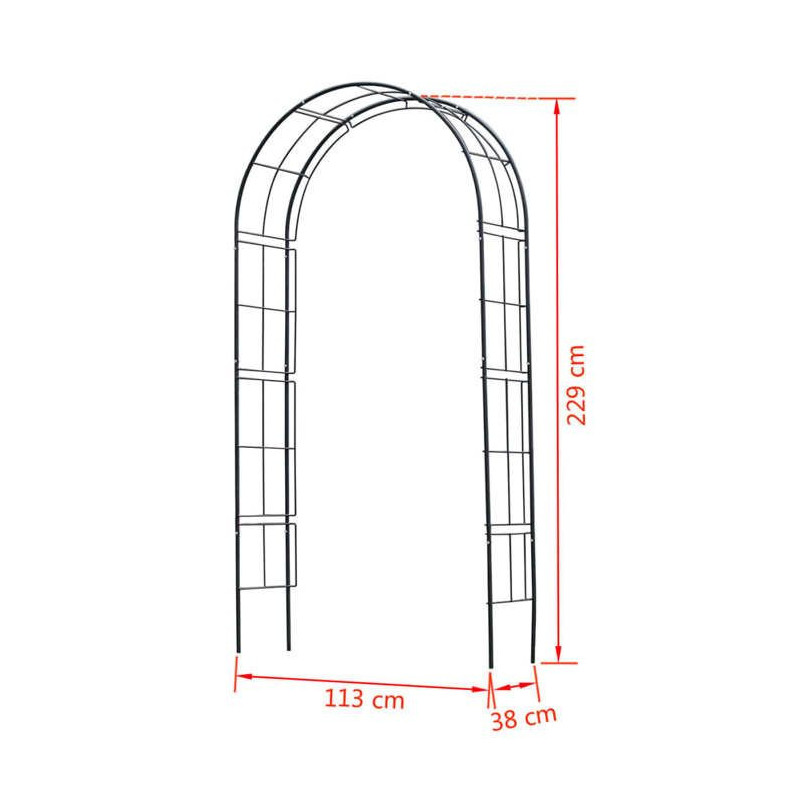 NATURE Pergola arch in galvanized steel 113x38xH229cm - Black
