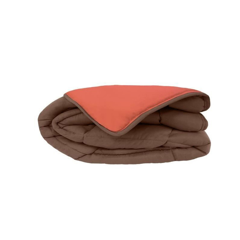 CALGARY Hot duvet Microfiber 400g/m² Chocolate & Corail 140x200cm