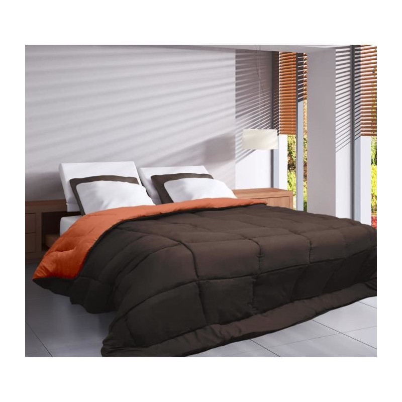 Duvet Microfiber 400g / m² CALGARY Chocolate & Coral 220x240cm