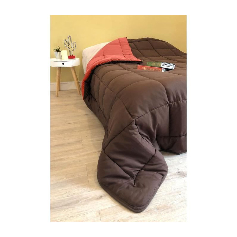 Duvet Microfiber 400g / m² CALGARY Chocolate & Coral 220x240cm