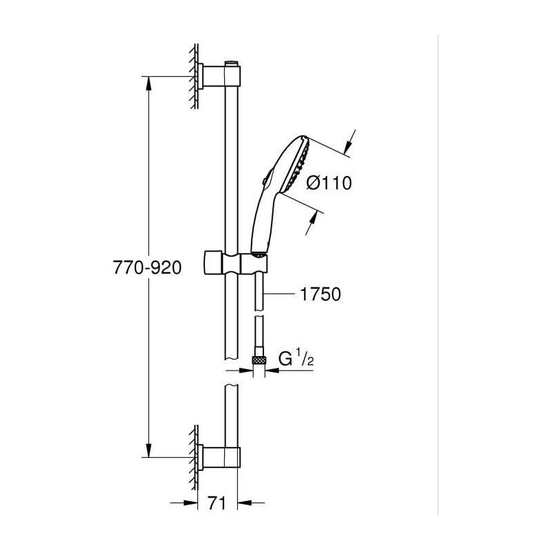 Shower set with 2 jets shower head, 90cm bar and flexible hose - GROHE