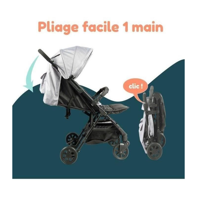Bambisol - DS209 GREY BLACK - Side-by-Side Double Stroller | For Twins