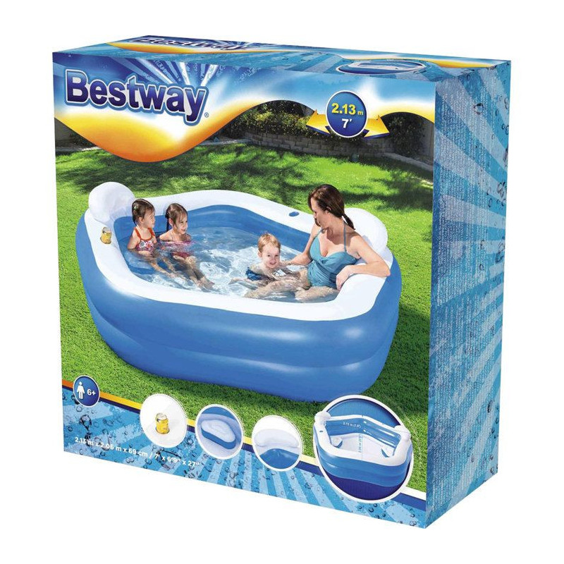 BESTWAY Octagonal inflatable pool with seats and headrest 213 x 206 x