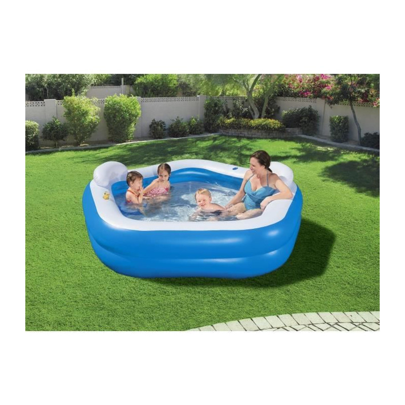 BESTWAY Octagonal inflatable pool with seats and headrest 213 x 206 x