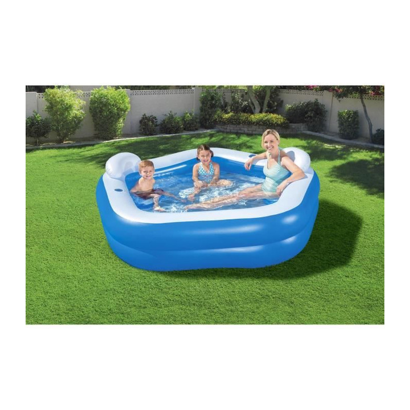 BESTWAY Octagonal inflatable pool with seats and headrest 213 x 206 x