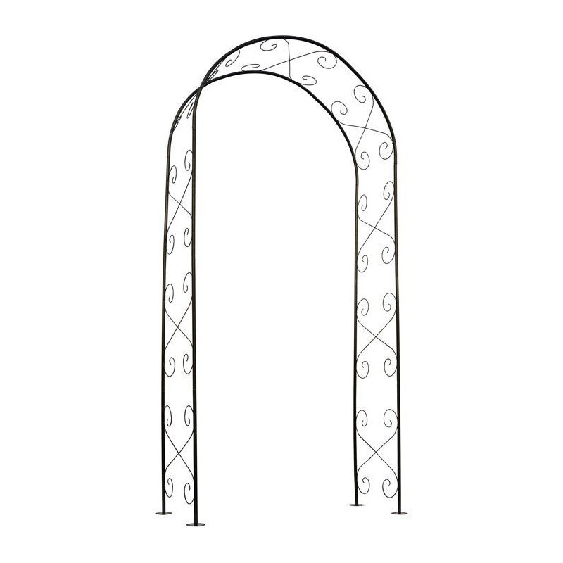 NATURE Galvanized steel pergola, black epoxy lacquered, scroll decor -