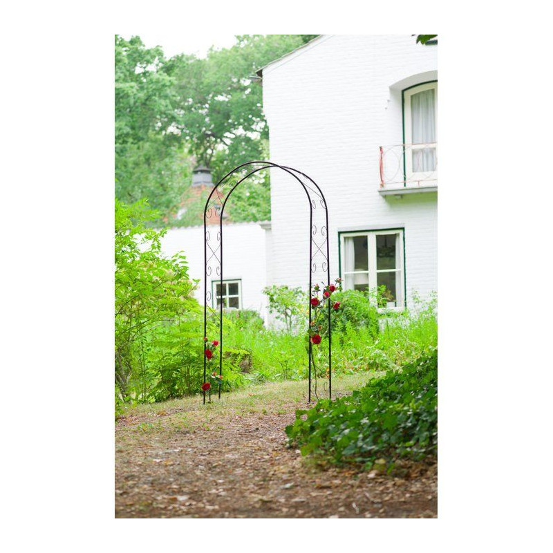 NATURE Galvanized steel pergola, black epoxy lacquered, scroll decor -