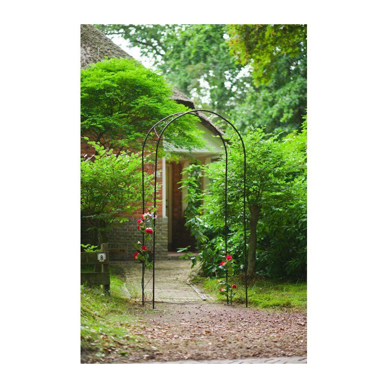 NATURE Galvanized steel pergola, black epoxy lacquered, scroll decor -