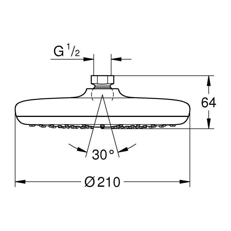 Grohe Tete Shower Vitalio Start 210, 1 jet, round shower head 210mm, w