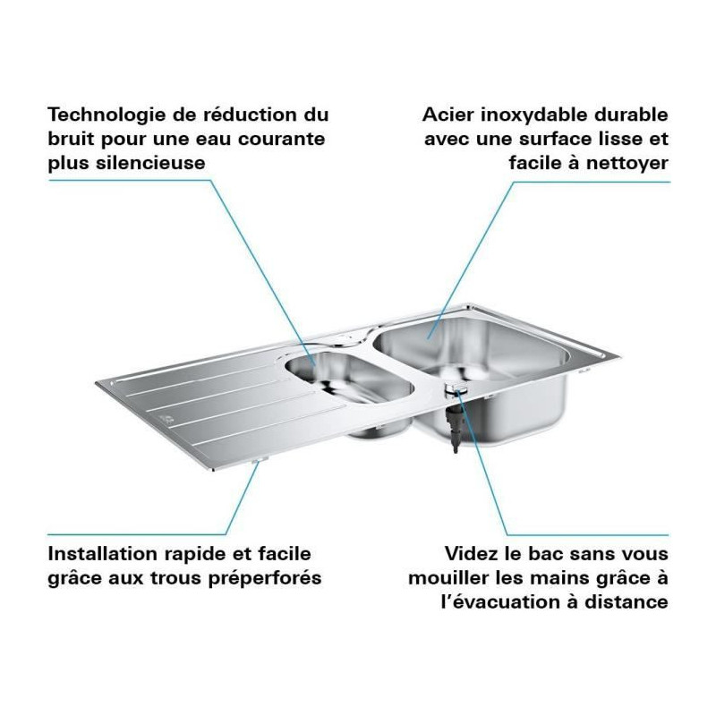 Stainless steel sink - stainless steel - grohe