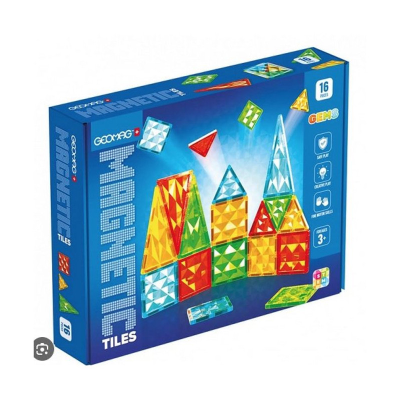 Magnetic tiles - GEOMAG - Tiles Gems 4100 - 16 pieces - Geometric shap
