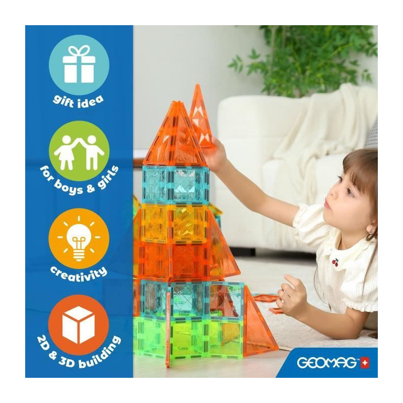 Magnetic tiles - GEOMAG - Tiles Gems 4100 - 16 pieces - Geometric shap