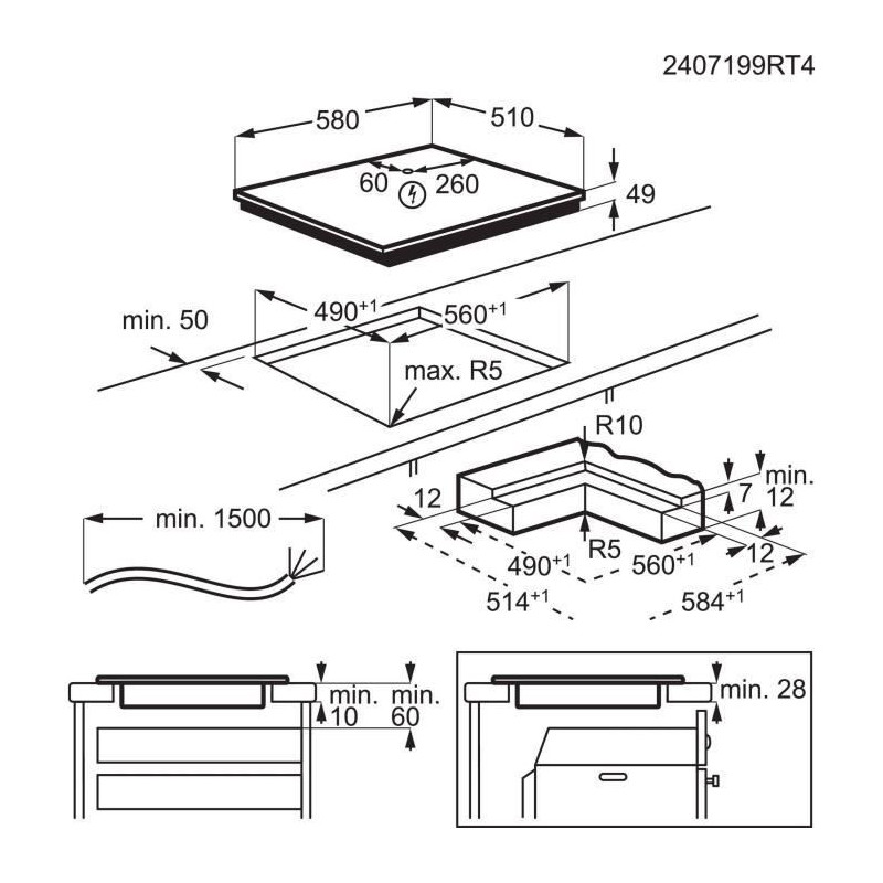 Induction hob - ELECTROLUX - 4 burners including adjustable left zone