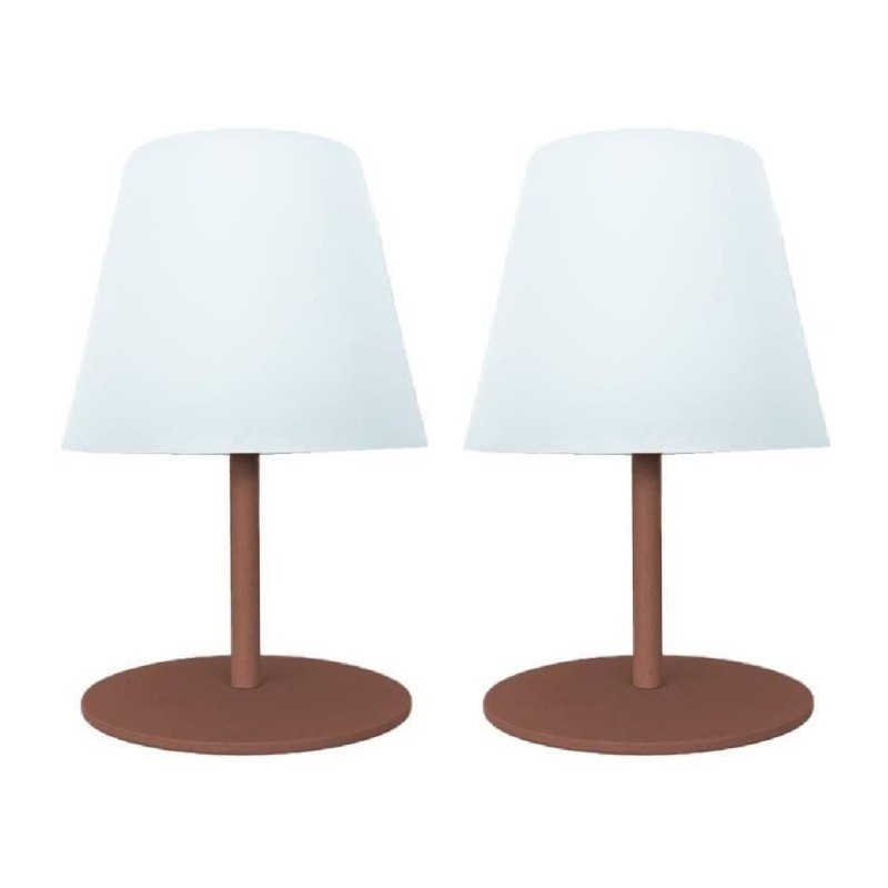 Set of 2 cordless table lamps - LUMISKY - TWINS - Terracotta - H16 cm