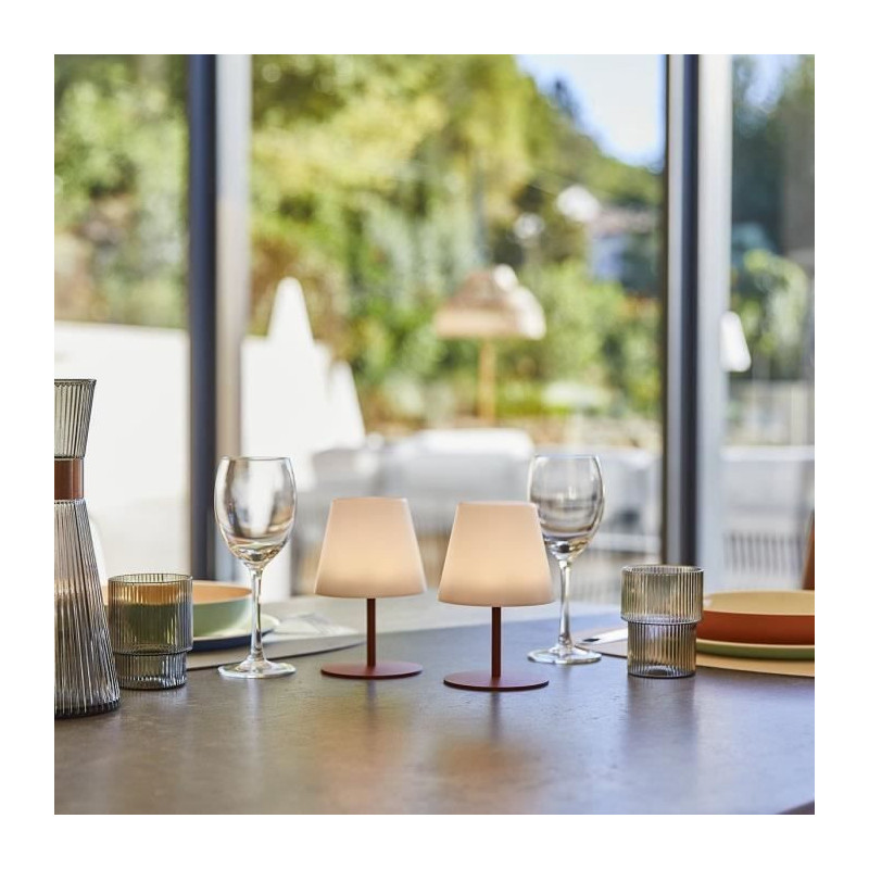 Set of 2 cordless table lamps - LUMISKY - TWINS - Terracotta - H16 cm