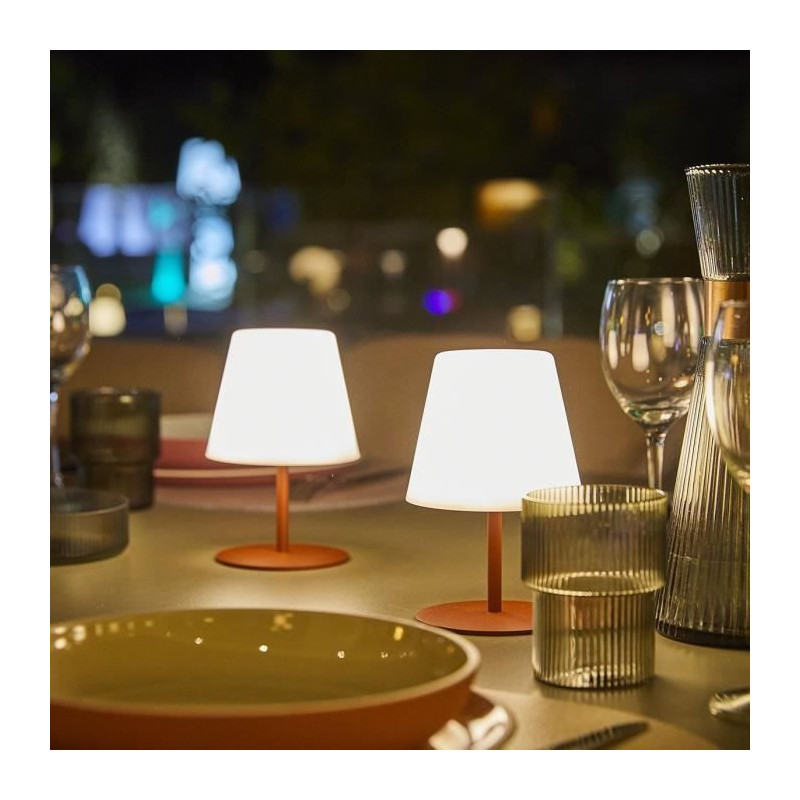 Set of 2 cordless table lamps - LUMISKY - TWINS - Terracotta - H16 cm
