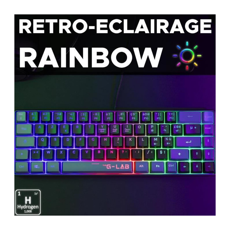 Gaming Keyboard - THE G-LAB - KEYZ-HYDRO-BKG/FR - 60% Membrane 2 color