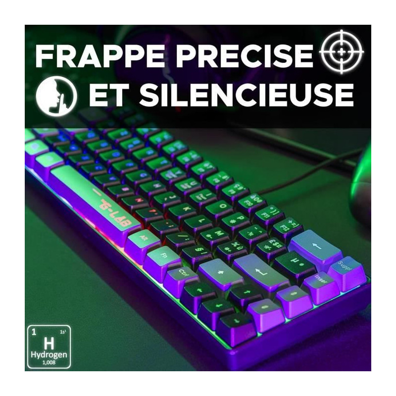 Gaming Keyboard - THE G-LAB - KEYZ-HYDRO-BKG/FR - 60% Membrane 2 color