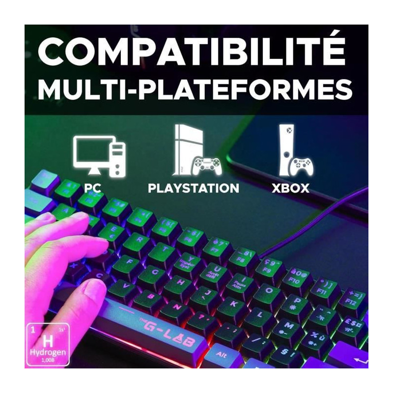 Gaming Keyboard - THE G-LAB - KEYZ-HYDRO-BKG/FR - 60% Membrane 2 color