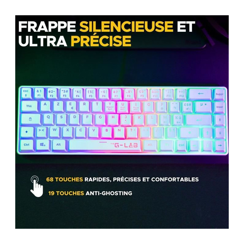 Gaming Keyboard - Membrane - The G-Lab - KEYZ HYDROGEN WL - Rainbow Ba