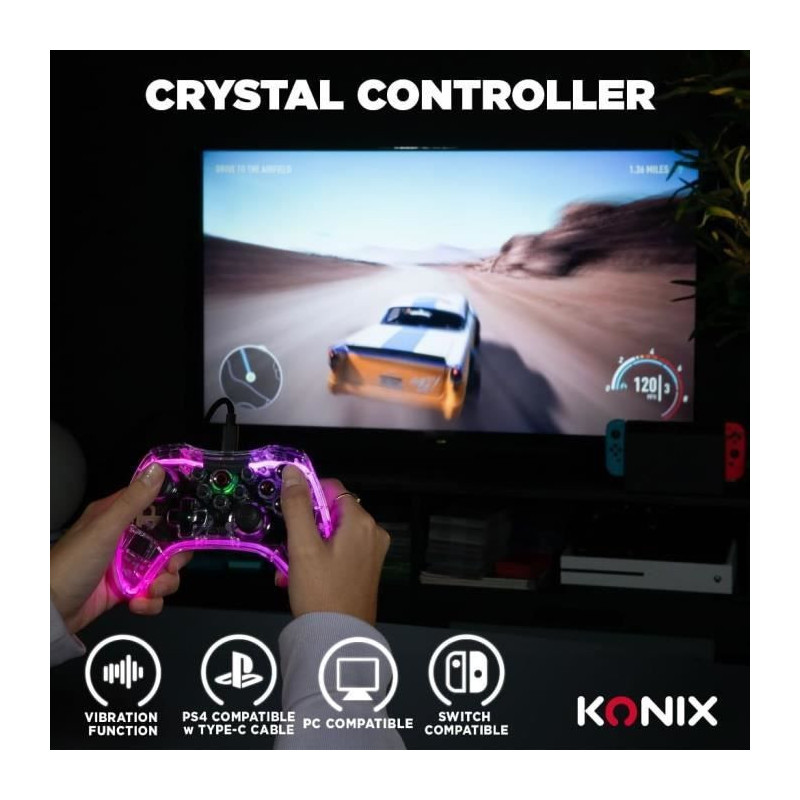 Konix - Crystal Wireless Controller Nintendo Switch, Switch OLED, PC a