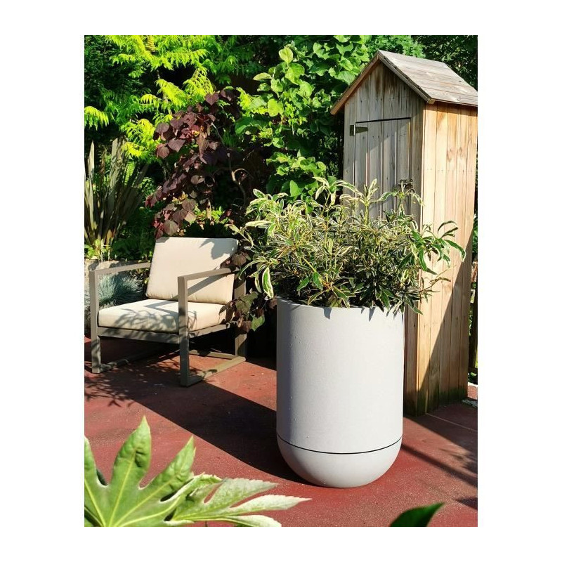 Flower box - RISS - RIVIERA GRANIT TULIPE - Plastic - Diameter 50 cm -