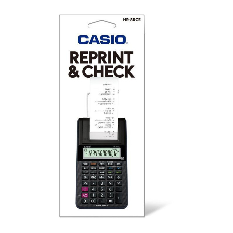 Printing Calculator - CASIO - HR8 RCE - Portable - LCD Display - Batte