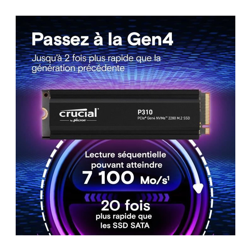 CRUCIAL - P310 - Internal SSD - 1TB - Gen4 - NVMe M.2 - Up to 7100 MB/