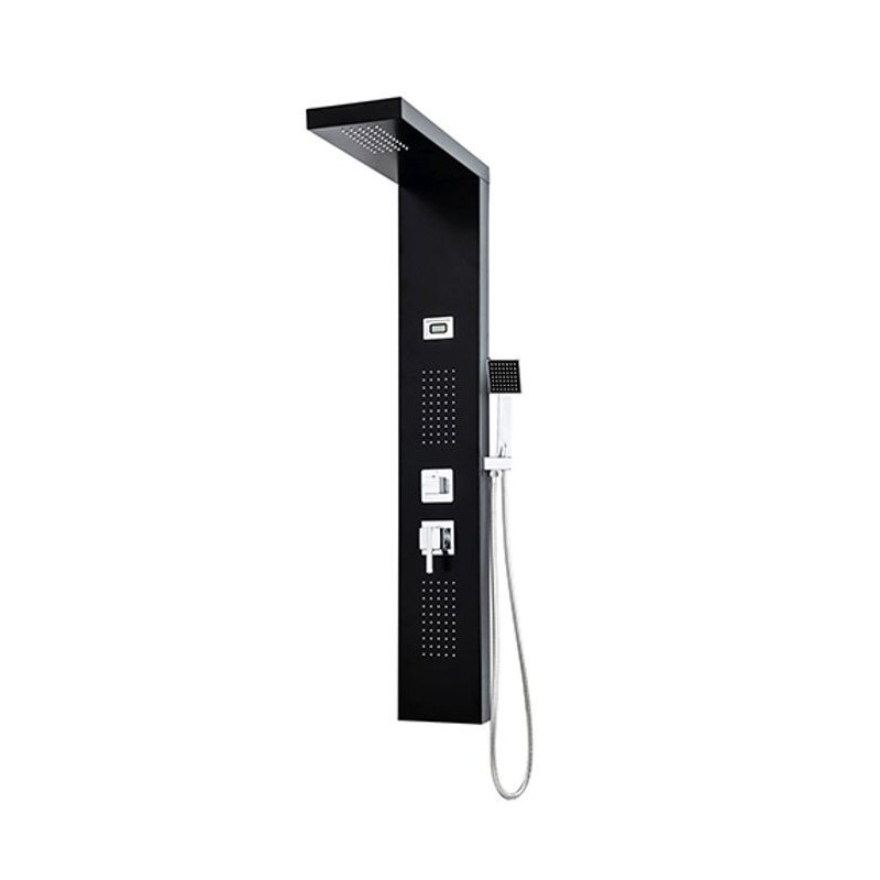 ROUSSEAU Torquay black hydromassage shower column - LED display