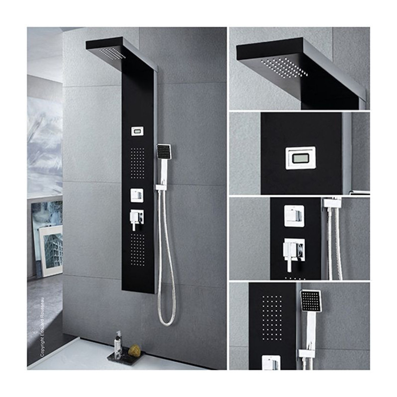 ROUSSEAU Torquay black hydromassage shower column - LED display