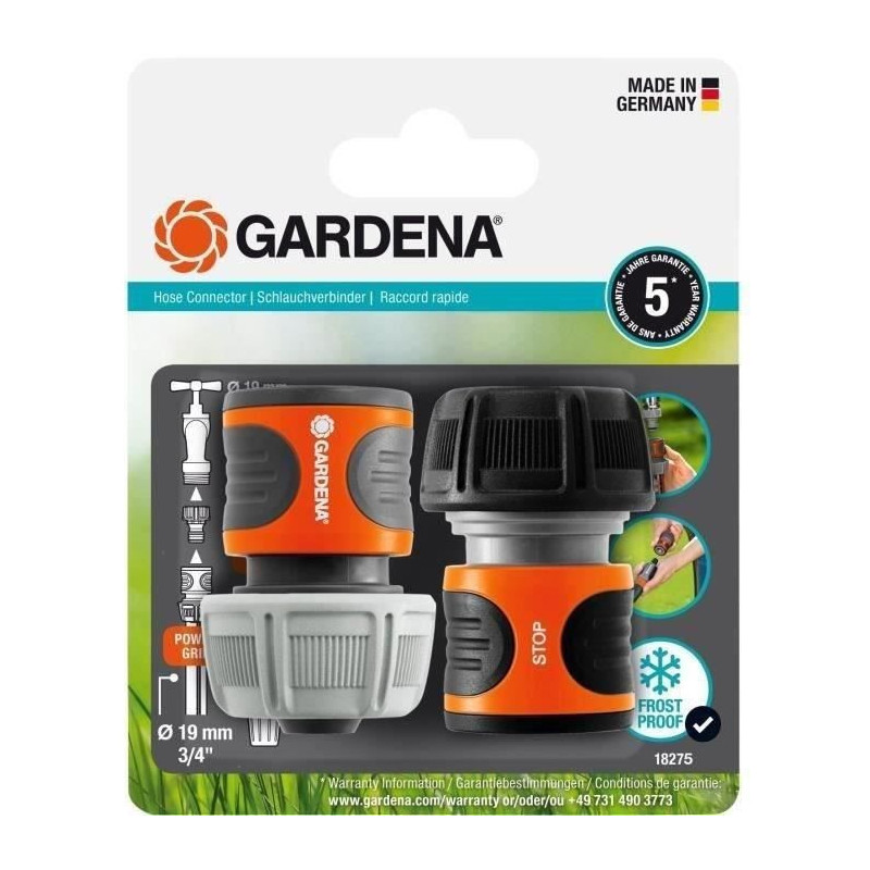 Quick connectors + Aquastop - GARDENA - 19 mm