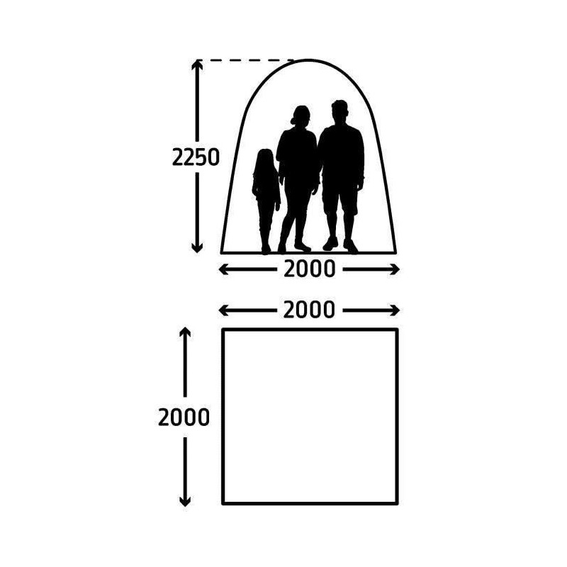 Inflatable shelter - KAMPA - AIR Shleter 200 - 2 x 2 m - Grey and blac