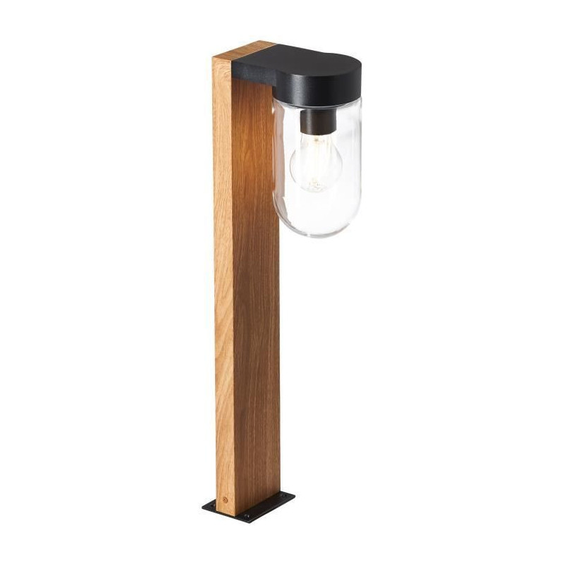 BRILLIANT - CABAR Outdoor bollard - dark wood colour/black - metal/gla