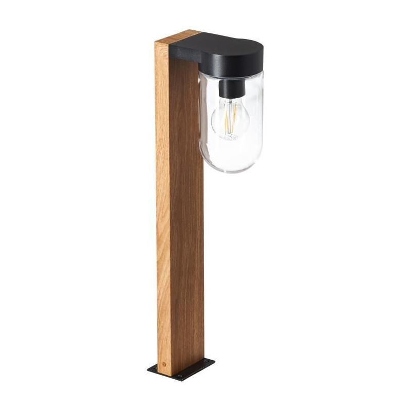 BRILLIANT - CABAR Outdoor bollard - dark wood colour/black - metal/gla