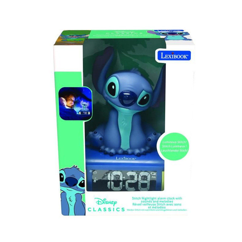 Digital alarm clock with 3D Stitch night light and sound effects