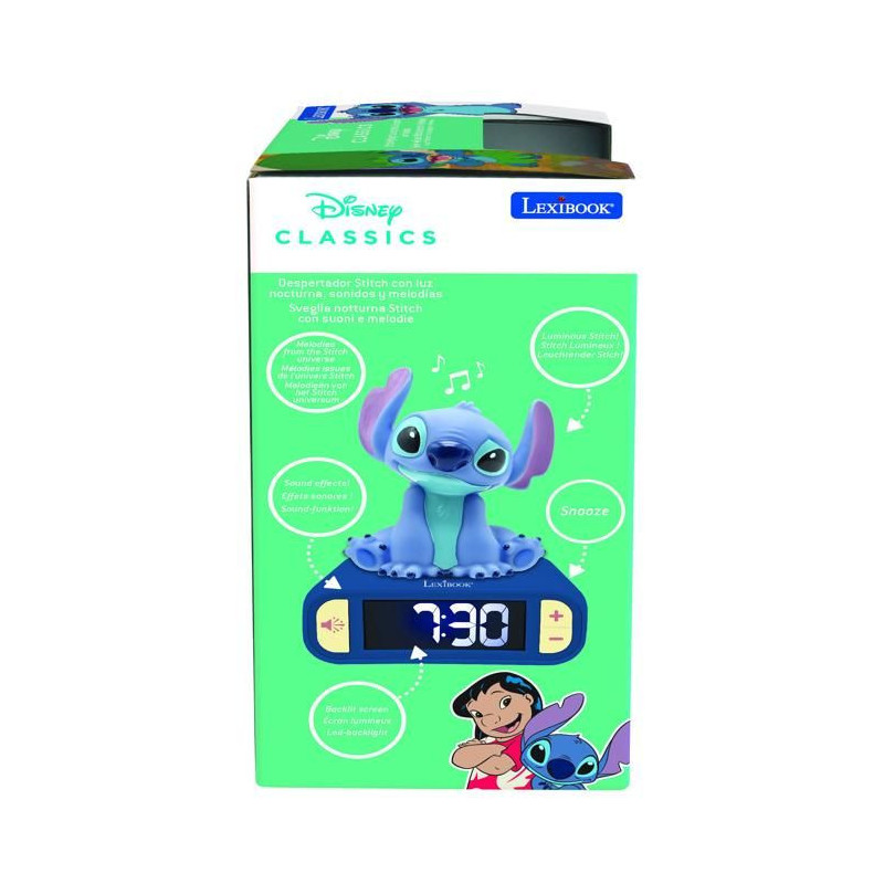Digital alarm clock with 3D Stitch night light and sound effects