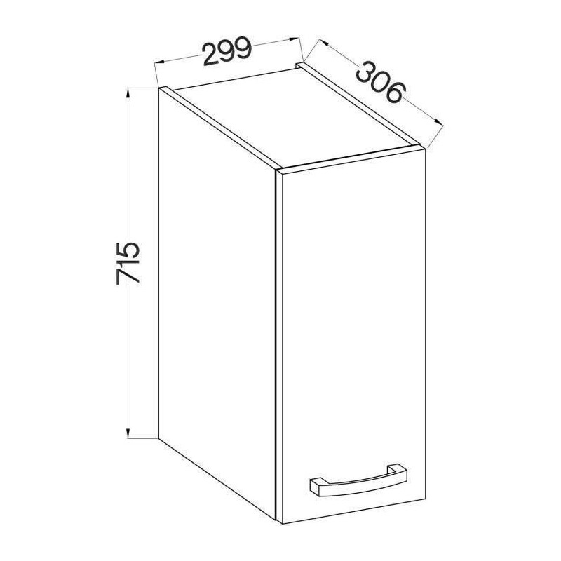 High cabinet 1 hinged door - Sonoma chene decor - L 30 x D 31.6 x H 72