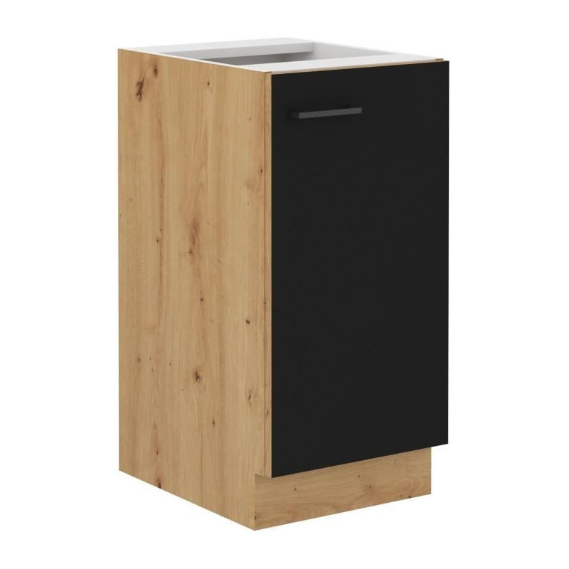 Low cabinet - MODENA - 40 cm - 1 hinged door - Artisan oak and matt bl