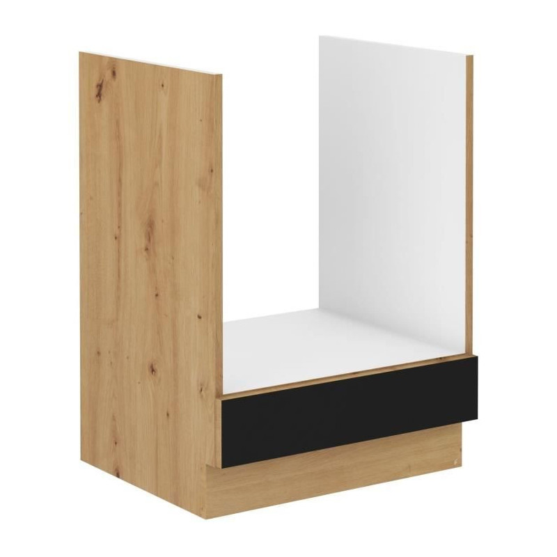 Low oven cabinet - MODENA - 60 cm - Artisan oak and matt black - CUISI