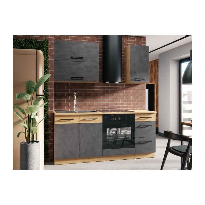 ROCK under-sink unit - Melamine with lancelot oak and matera gray deco