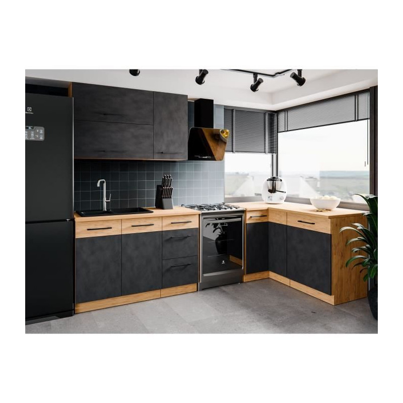 ROCK under-sink unit - Melamine with lancelot oak and matera gray deco