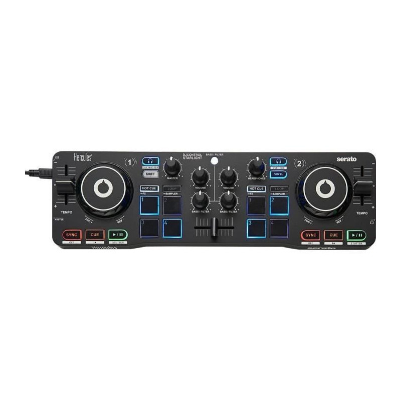 HERCULES STARLIGHT - USB DJ Controller - 4 pads x 4 modes - Integrated