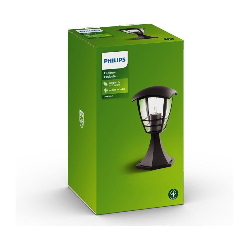 CREEK-Outdoor Bollard Metal H30cm Black Philips