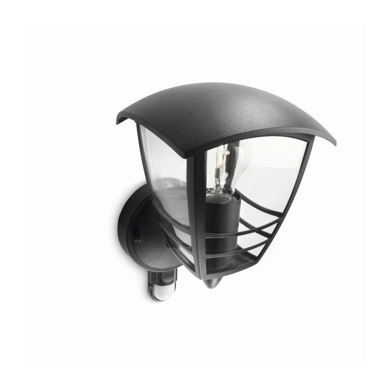 PHILIPS - Rising outdoor wall lamp with Metal Detector H25cm Black Phi