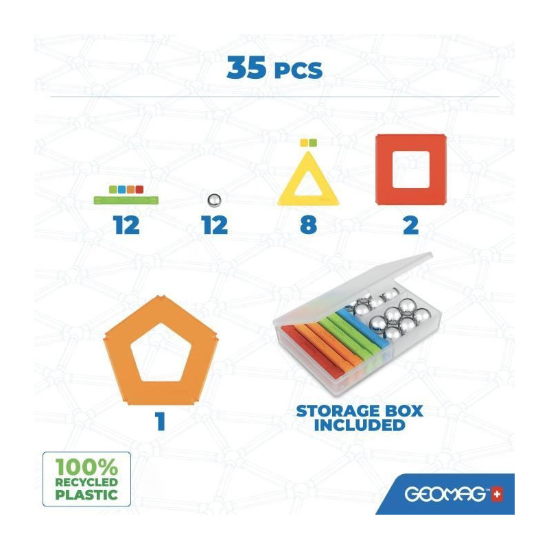GEOMAG CLASSIC, SUPERCOLOR PANELS 35 pcs, magnetic construction, educa