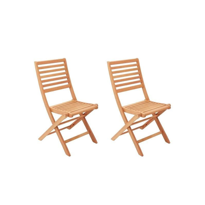 Set of 2 folding garden chairs in FSC eucalyptus - 57 x 46.5 x 90 cm